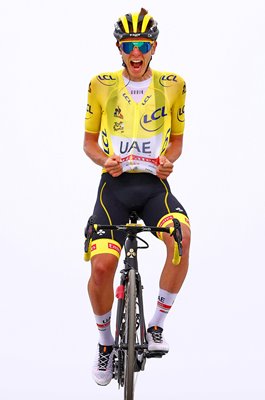 Tadej Pogacar celebrates Stage 17 win Tour de France 2021 
