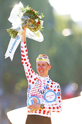 Tadej Pogacar Slovenia wins Polka Dot Mountain Jersey Tour de France 2021 