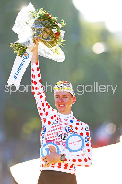 Tadej Pogacar Slovenia wins Polka Dot Mountain Jersey Tour de France 2021 