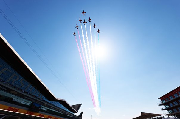 Red Arrows display above Silverstone British Grand Prix 2021