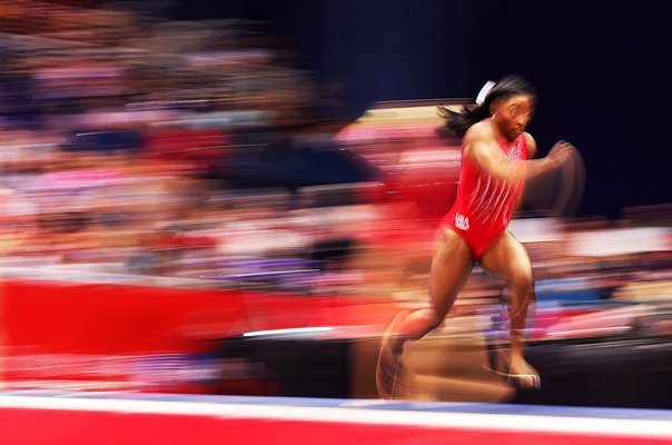 Simone Biles vault run up Blur Effect US Gymnastic Trials St Louis 2021