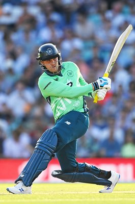 Jason Roy Oval Invincibles bats v Manchester Originals Hundred 2021