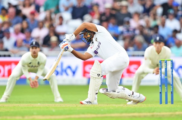 Rohit Sharma India drives v England Trent Bridge 2021