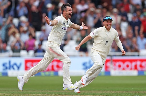 James Anderson England celebrates wicket v India Trent Bridge 2021