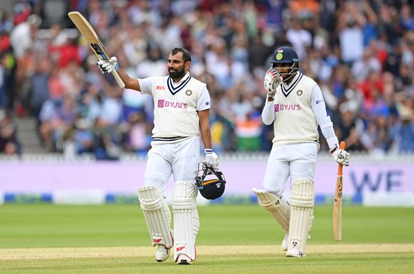 Mohammed Shami India celebrates half century v England Lord's 2021
