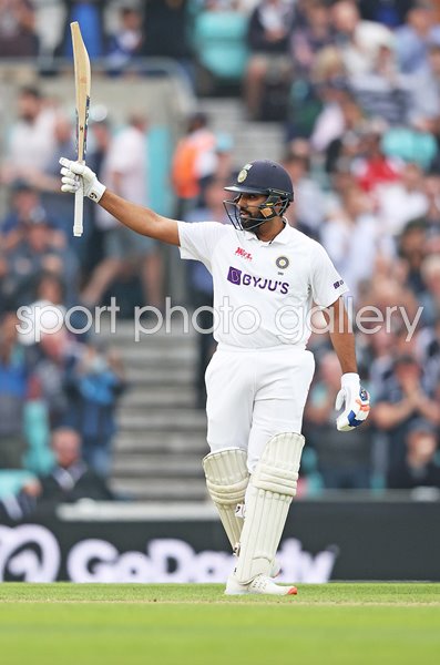 Rohit Sharma India celebrates century v England Oval Test 2021