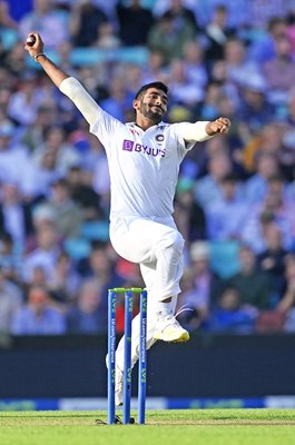 Jasprit Bumrah India bowls v England Oval Test Match London 2021