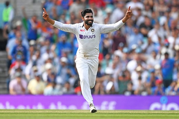 Ravindra Jadeja India celebrates v England Oval Test Match 2021