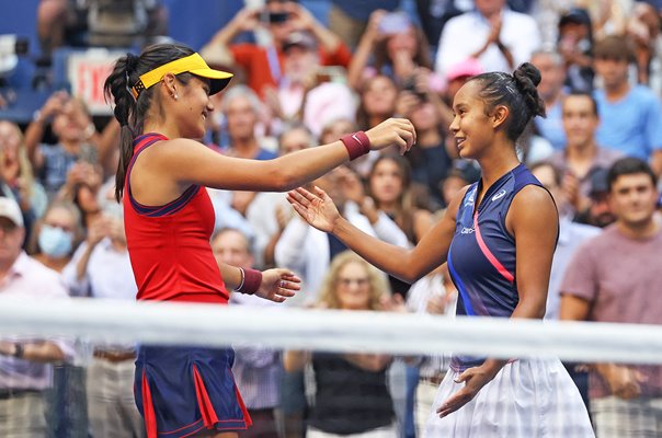 Leylah Fernandez congratulates Emma Raducanu US Open Final 2021