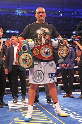 Oleksandr Usyk Ukraine Heavyweight World Title Belts London 2021