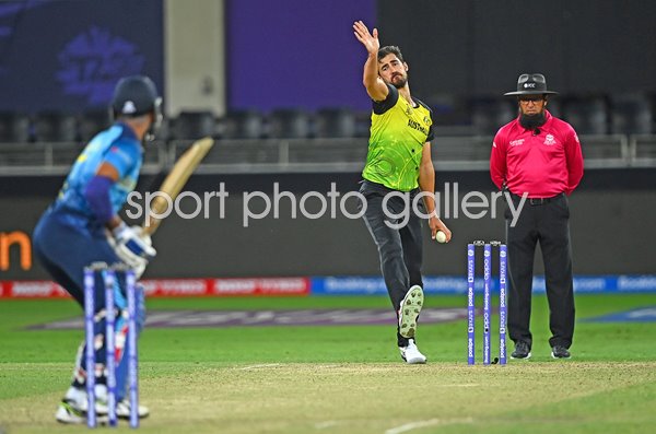 Mitchell Starc Australia bowls v Sri Lanka T20 World Cup 2021
