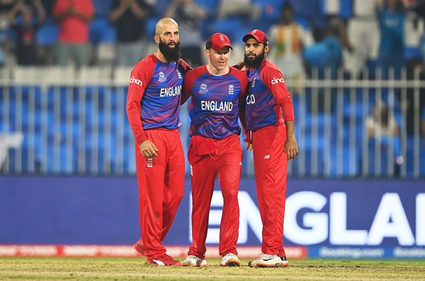 Moeen Ali, Eoin Morgan & Adil Rashid England v Sri Lanka T20 World Cup 2021