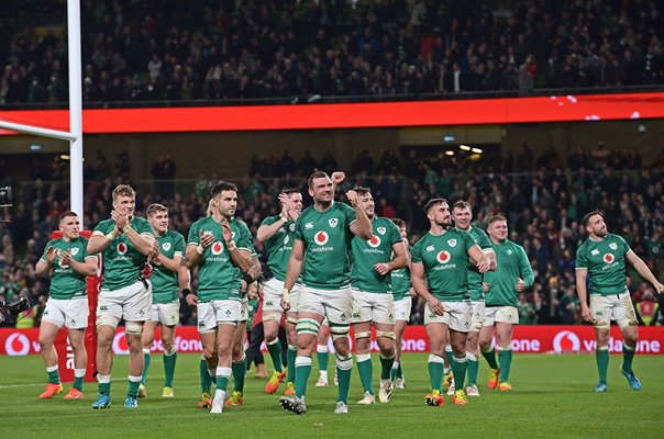 Ireland celebrate win v New Zealand Aviva Stadium Dublin 2021