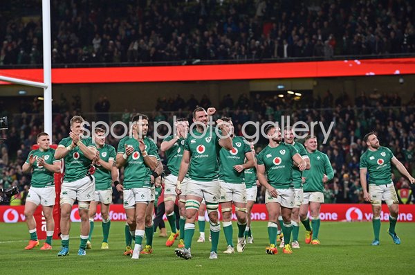 Ireland celebrate win v New Zealand Aviva Stadium Dublin 2021