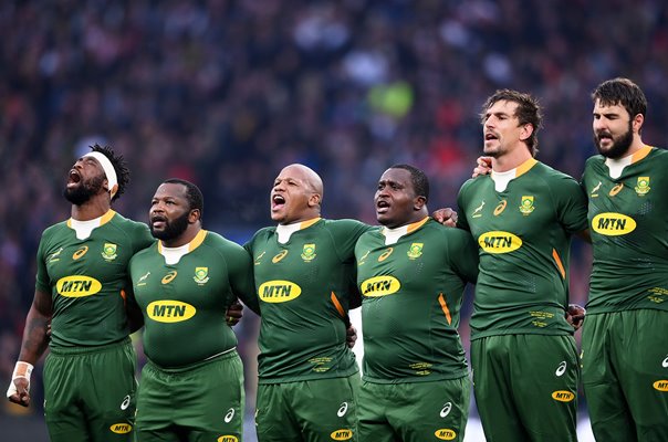 Siya Kolisi South Africa leads anthem v England Twickenham 2021