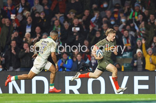 Louis Lynagh Harlequins scores v Northampton Twickenham Premiership 2022