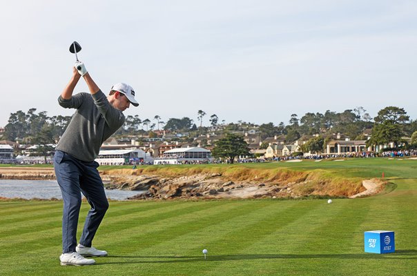 Patrick Cantlay 18th tee Pebble Beach Pro-Am 2022