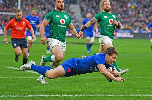  Antoine Dupont France scores v Ireland Paris Six Nations 2022