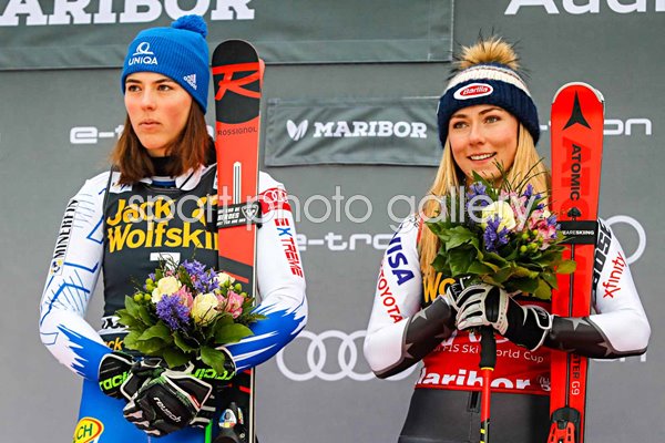 Petra Vlhova Slovakia & Mikaela Shiffrin USA Ski Rivals Slovenia 2019