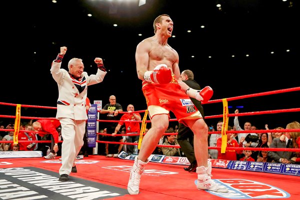 David Price celebrates Audley Harrison knock out 2012