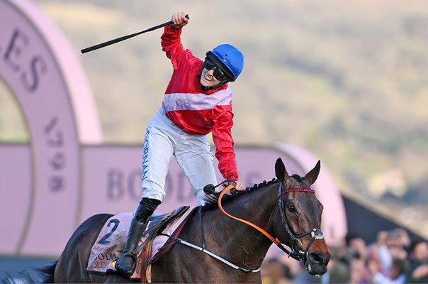 Rachael Blackmore celebrates Historic Gold Cup win Cheltenham 2022 