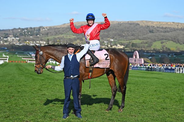 Rachael Blackmore celebrates Gold Cup win on A Plus Tard Cheltenham 2022 