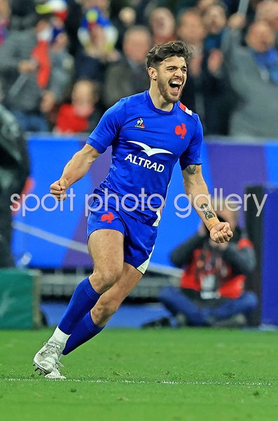 Romain Ntamack France celebrates Grand Slam Six Nations 2022