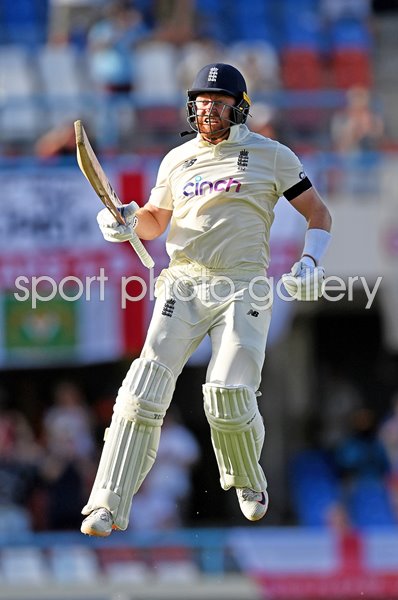 Jonny Bairstow England celebrates v West Indies Antigua Test 2022