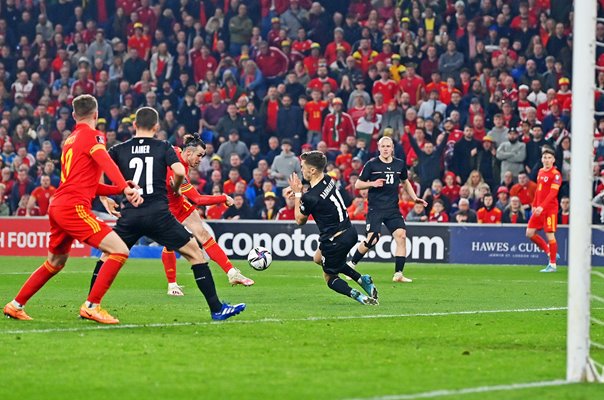 Gareth Bale Wales scores v Austria World Cup Qualifier Cardiff 2022