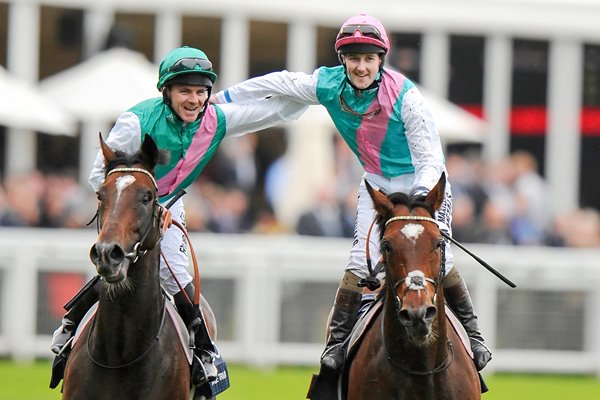 Tom Quelly and Ian Morgan celebrate Frankel win