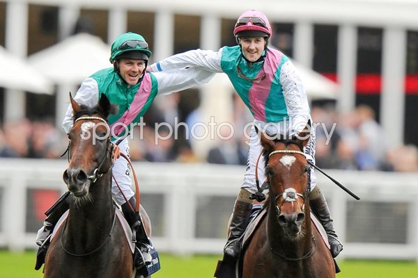 Tom Quelly and Ian Morgan celebrate Frankel win