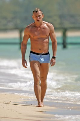 Daniel Craig blue swimming shorts James Bond Casino Royal 2006