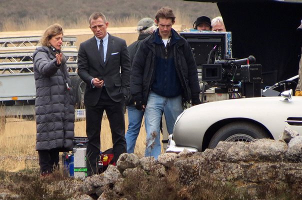 Daniel Craig seen with James Bond producer Barbara Broccoli while filming Skyfall in Surrey, UK