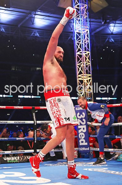Tyson Fury celebrates v Dillian Whyte Heavyweight Boxing Wembley 2022