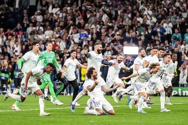 Real Madrid celebrate Semi Final win Champions League Bernabeu 2022