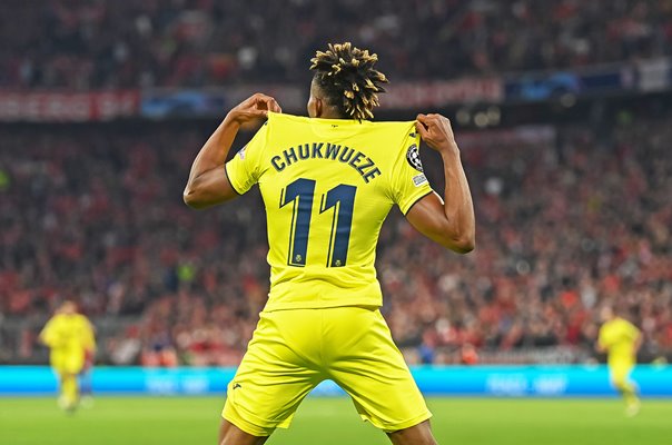 Samu Chukwueze Villareal scores v Bayern Quarter Final Champions League 2022