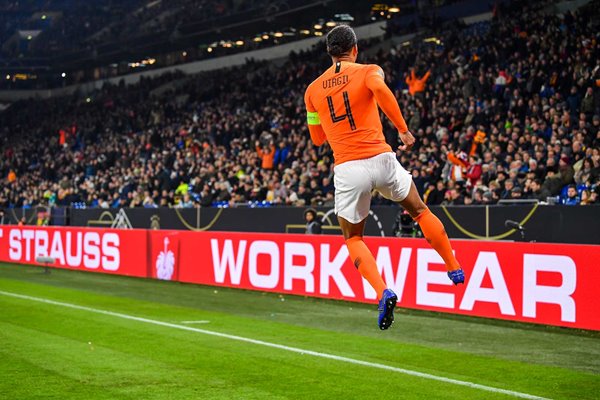 Virgil van Dijk Netherlands celebrates v Germany Nations League 2018