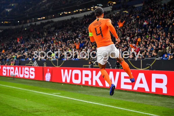 Virgil van Dijk Netherlands celebrates v Germany Nations League 2018