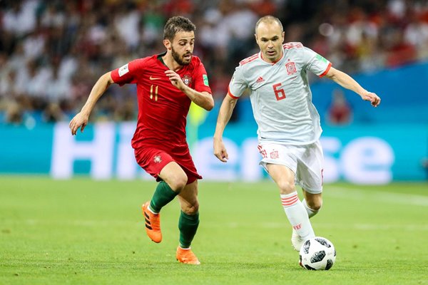 Bernardo Silva Portugal v Andres Iniesta Spain World Cup 2018