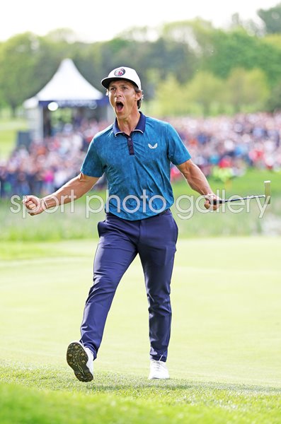 Thorbjorn Olesen Denmark celebrates British Masters win Belfry 2022