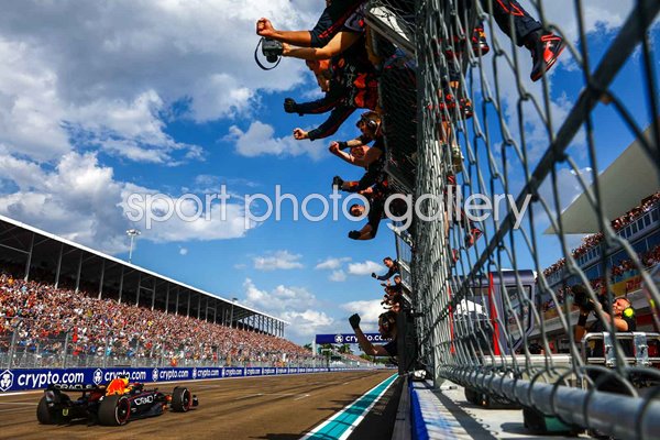 Red Bull celebrate Max Verstappen win F1 Miami Grand Prix 2022