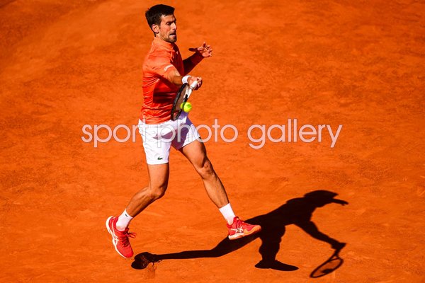 Novak Djokovic Serbia plays a forehand Madrid Open 2022