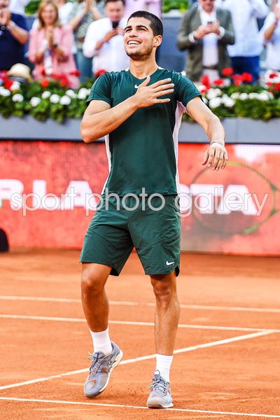 Carlos Alcaraz Spain celebrates Madrid Open win 2022