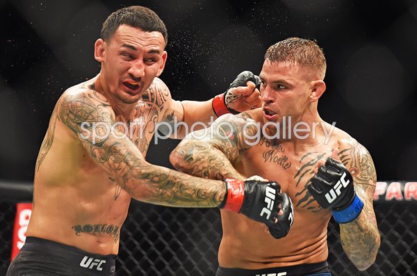 Dustin Poirier punches Max Holloway UFC 236 Atlanta 2019