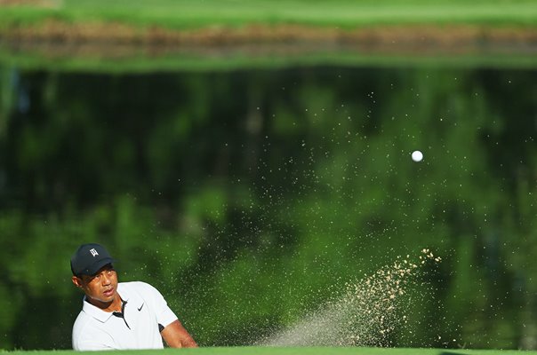 Tiger Woods USA bunker USPGA Championship Tulsa 2022