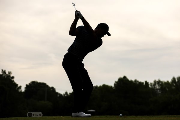 Tiger Woods silhouette USPGA Southern Hills CC Tulsa 2022