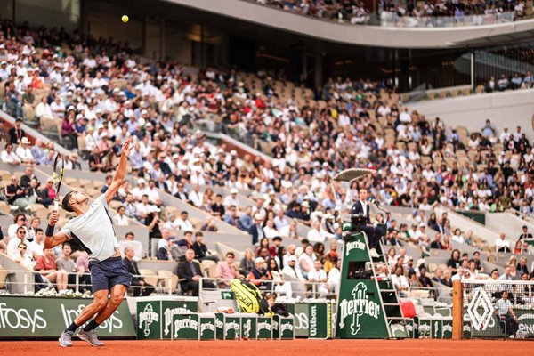 Carlos Alcaraz Spain serves French Open Paris 2022