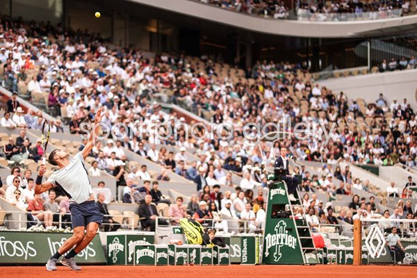 Carlos Alcaraz Spain serves French Open Paris 2022