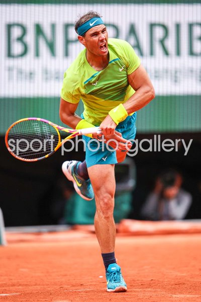 Rafael Nadal Spain serves French Open Paris 2022