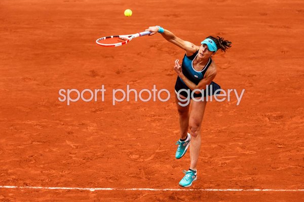 Alize Cornet France serves French Open Paris 2022